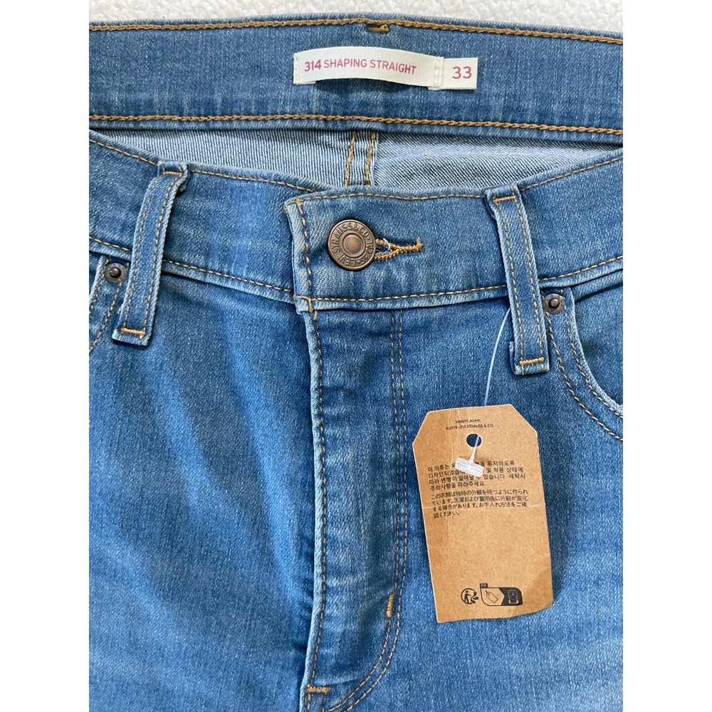 Levi Women 33 314 Shaping Straight Jeans Blue Stellar Stretch Mid Rise - Picture 6 of 16